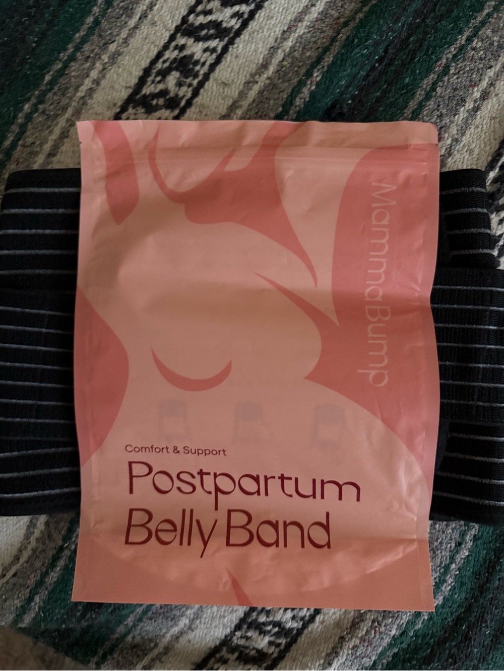 MammaBump Postpartum Belly Band - Black Striped - medium